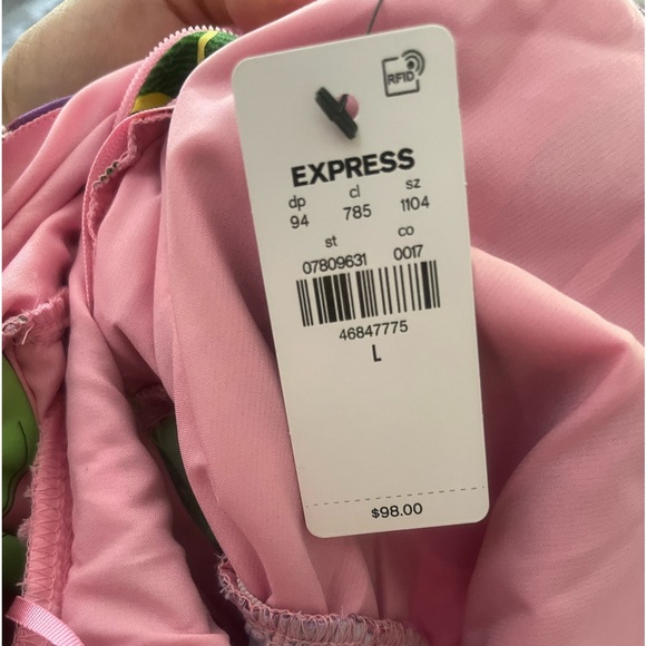 Large Floral V-neck Puff Sleeve Poplin Mini Dress, NWT - Picture 4 of 5